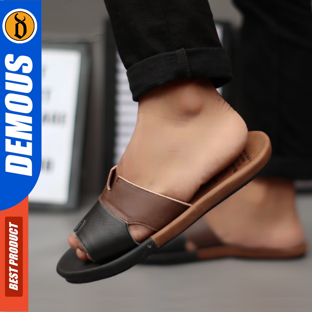 DEMOUS Polet - Sandal Kulit Asli Slop Casual Pria