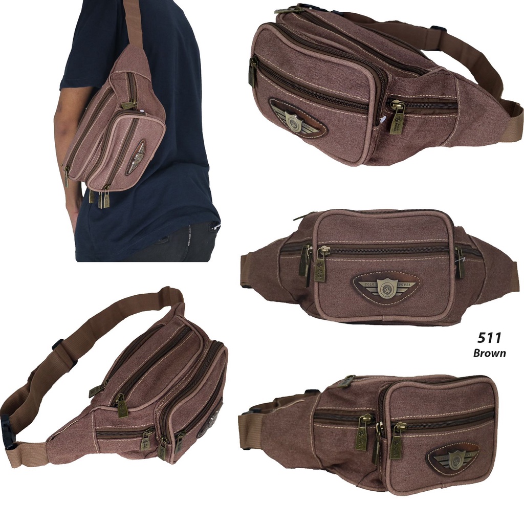 Tas Pinggang Kanvas Pria POLO POWER Waist bag Canvas Import Tas Slempang Import Pria Sling bag Fashion Korea Waterproof