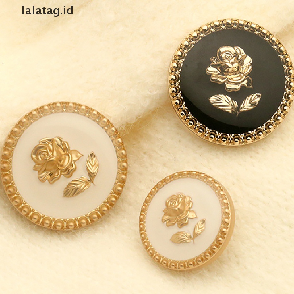 [lalatag] 6pcs Kancing Bunga Rose Metal Untuk Wanita Dress Coat Suit Cardigan Kancing Jahit [ID]