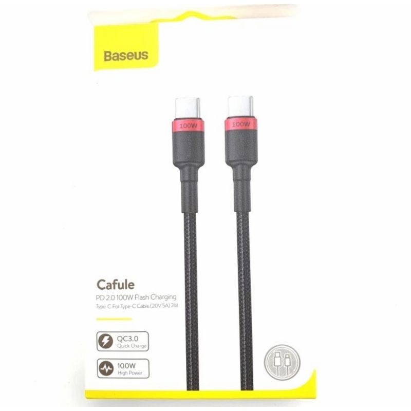 Kabel baseus cafule usb c to usb c 2M 100watt fast charging QC3.0