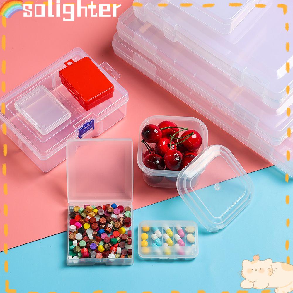 Solighter Storage Box Persegi Bening Rumah Organisasi Plastik Pill Storage Supply