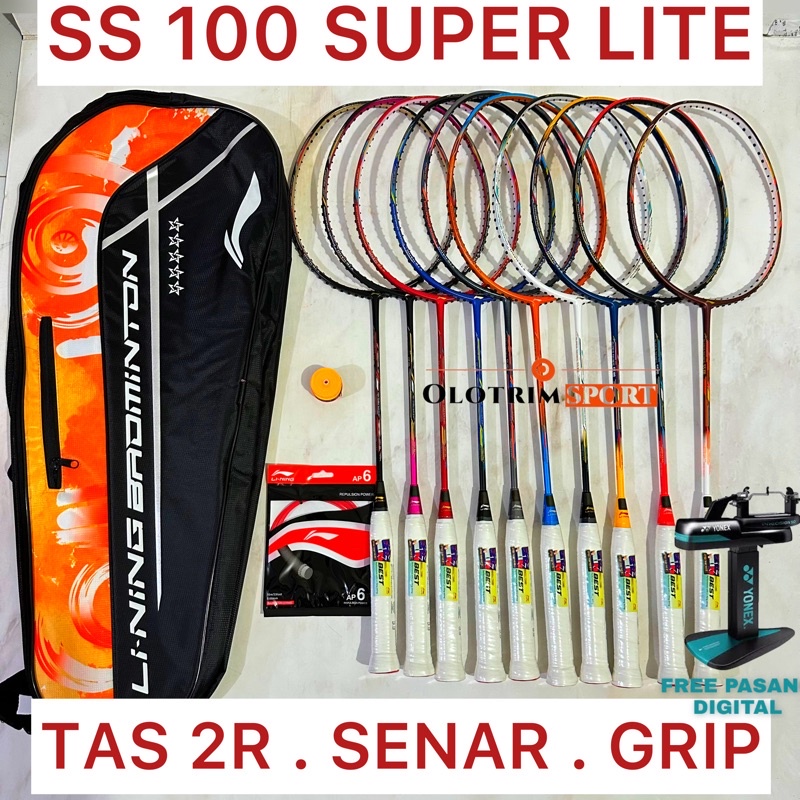 Raket Badminton LINING SUPERSERIES SS 100 SUPER LITE Bonus Tas dan Senar Super Series SuperLite Orig