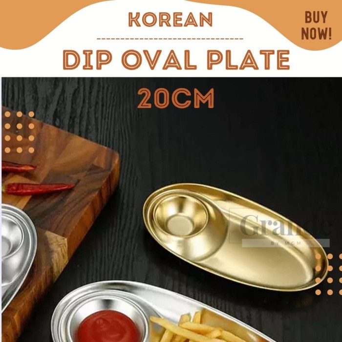 Oval Plate 20cm Korea Stainless Gold piring oval emas TEBAL