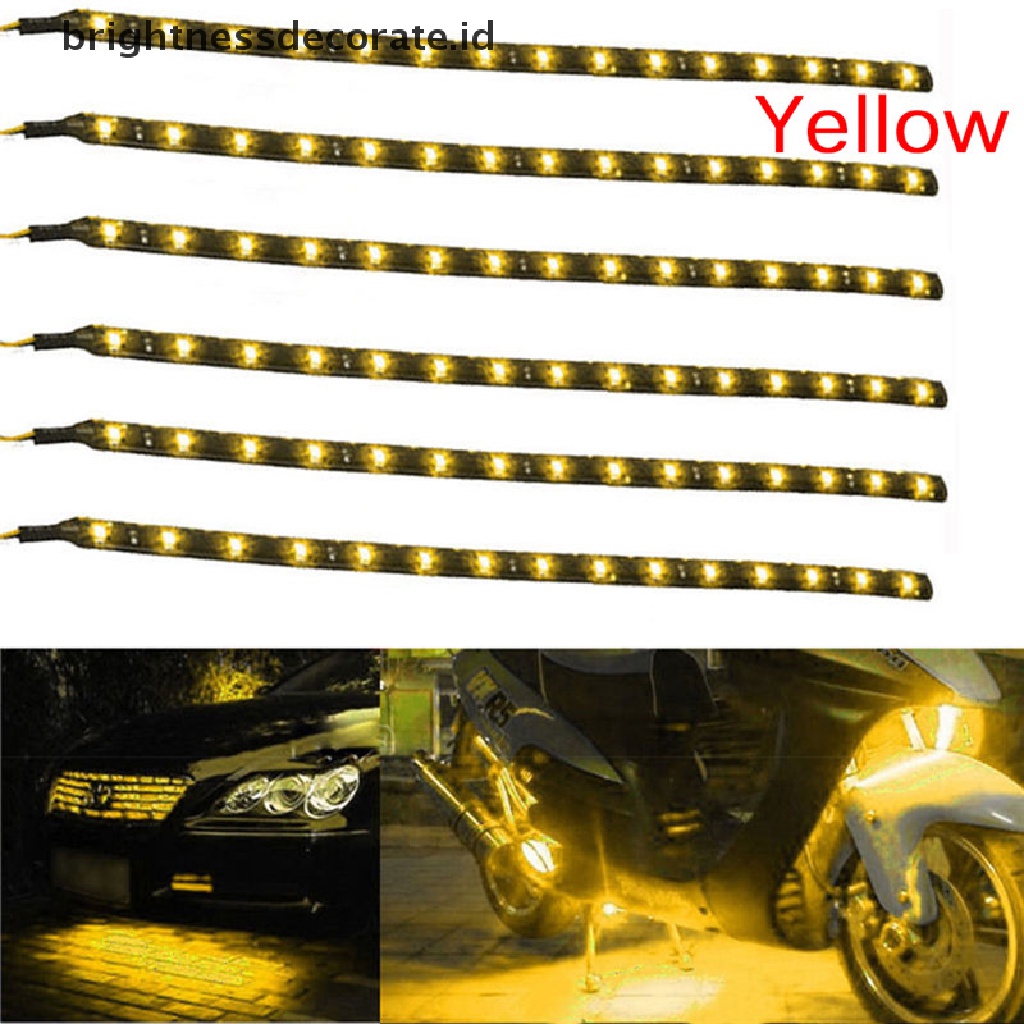 [Birth] 6pcs Lampu Underbody LED Strip Motor DC 12V Anti Air Untuk Motor Mobil 6pcs Lampu Underbody Strip LED 15pcs Flexible Waterproof 15pita Lampu Motor Mobil 12V 6pcs Anti Air1