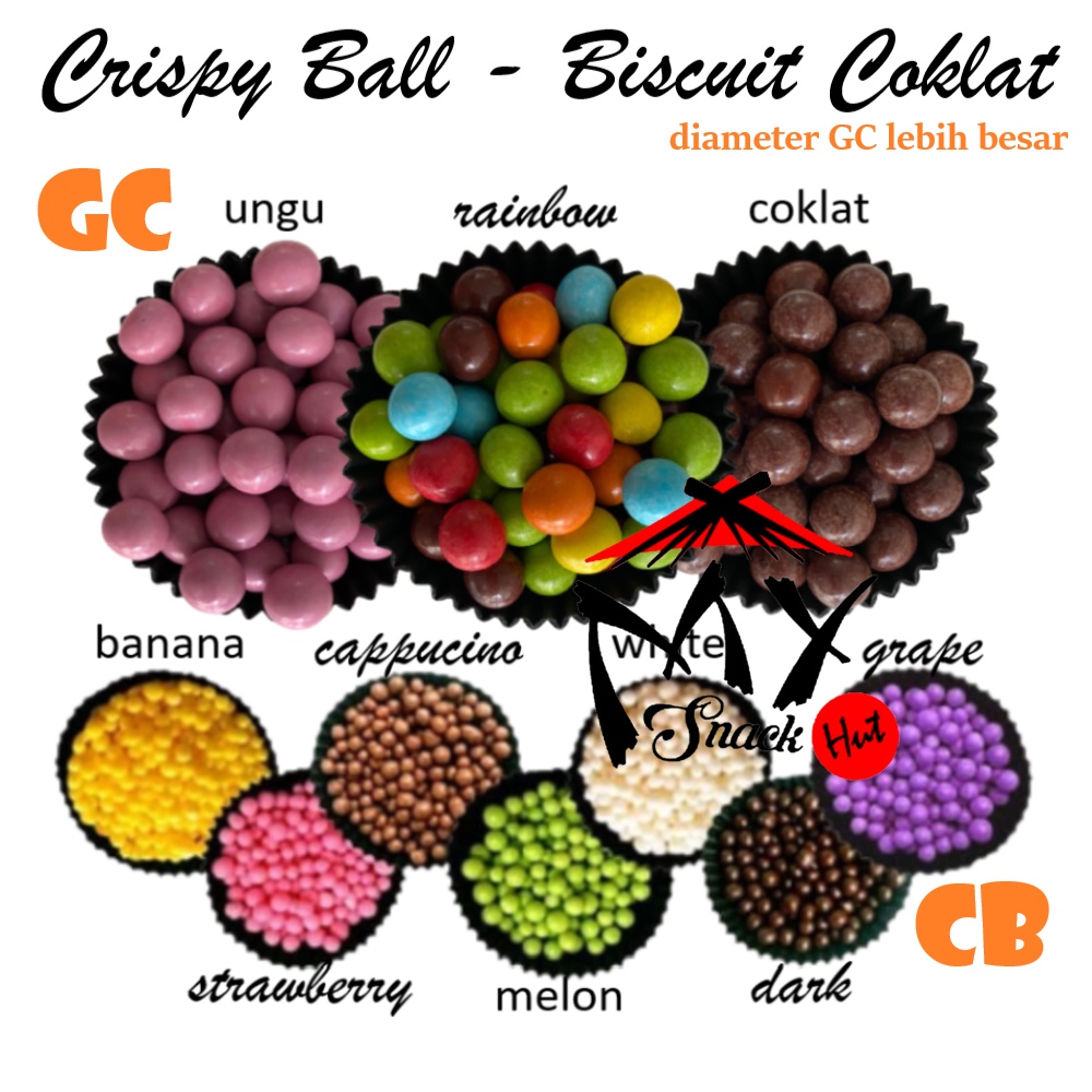 CRISPY BALL 100GR - BOLA BISKUIT COKLAT COKELAT CRUNCHY KRISPI CAVIAR MINI BESAR TOPPING DONAT BUTIR