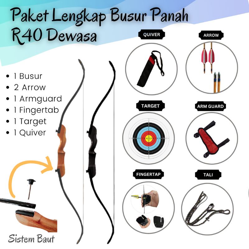 Busur Panah Panahan Standar Dewasa Pemula Fullset