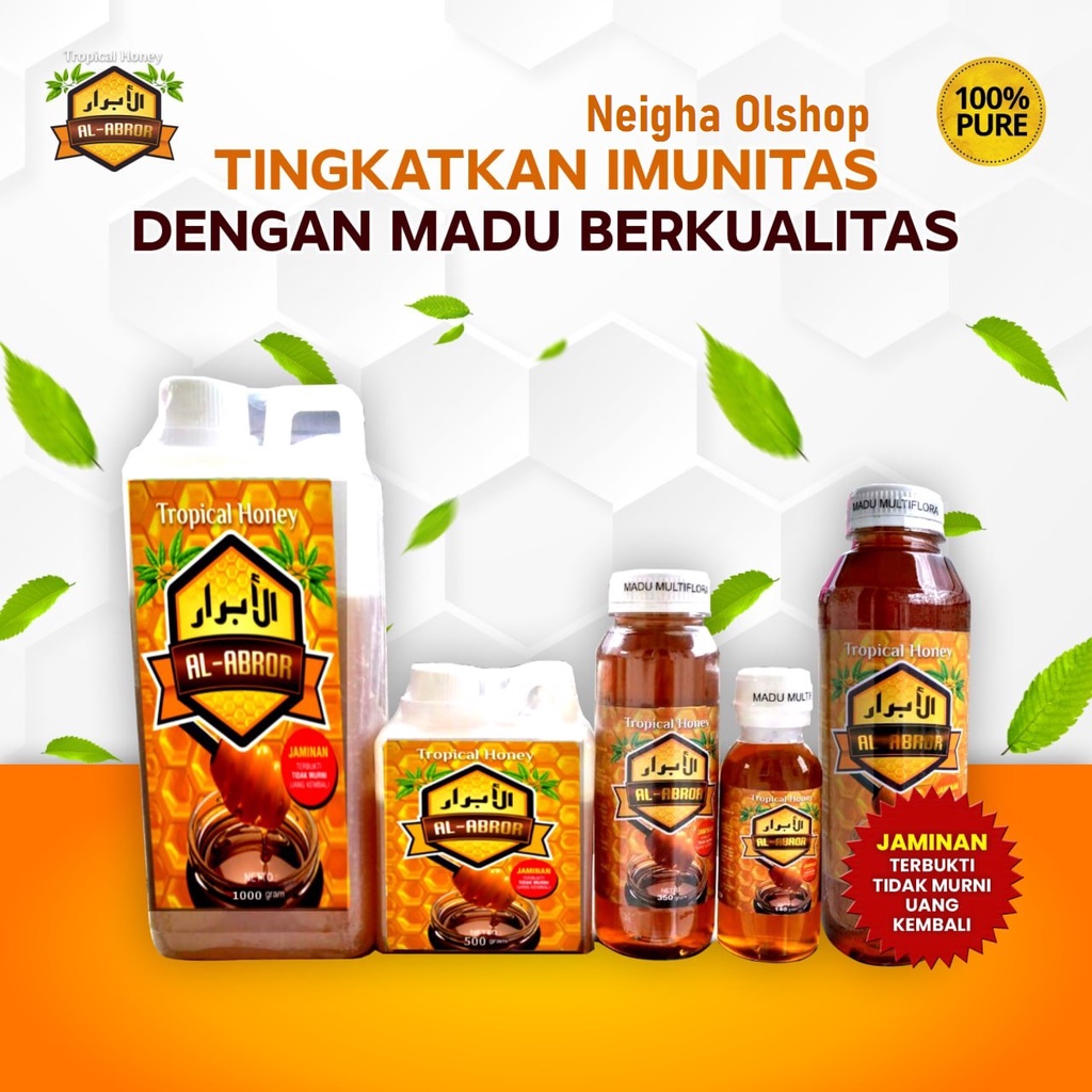 

Madu Multiflora Al Abror 350 gram Murni Asli 100% Bukan Sirupan Oplosan Sintetis Kurasan (SOSK)
