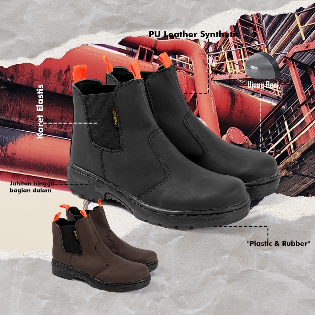 SEPATU SAFETY BOOTS PRIA SAFETY SHOES COWOK TOURING TRACKING UJUNG BESI KERJA PROYEK LAPANGAN SEFTY 
