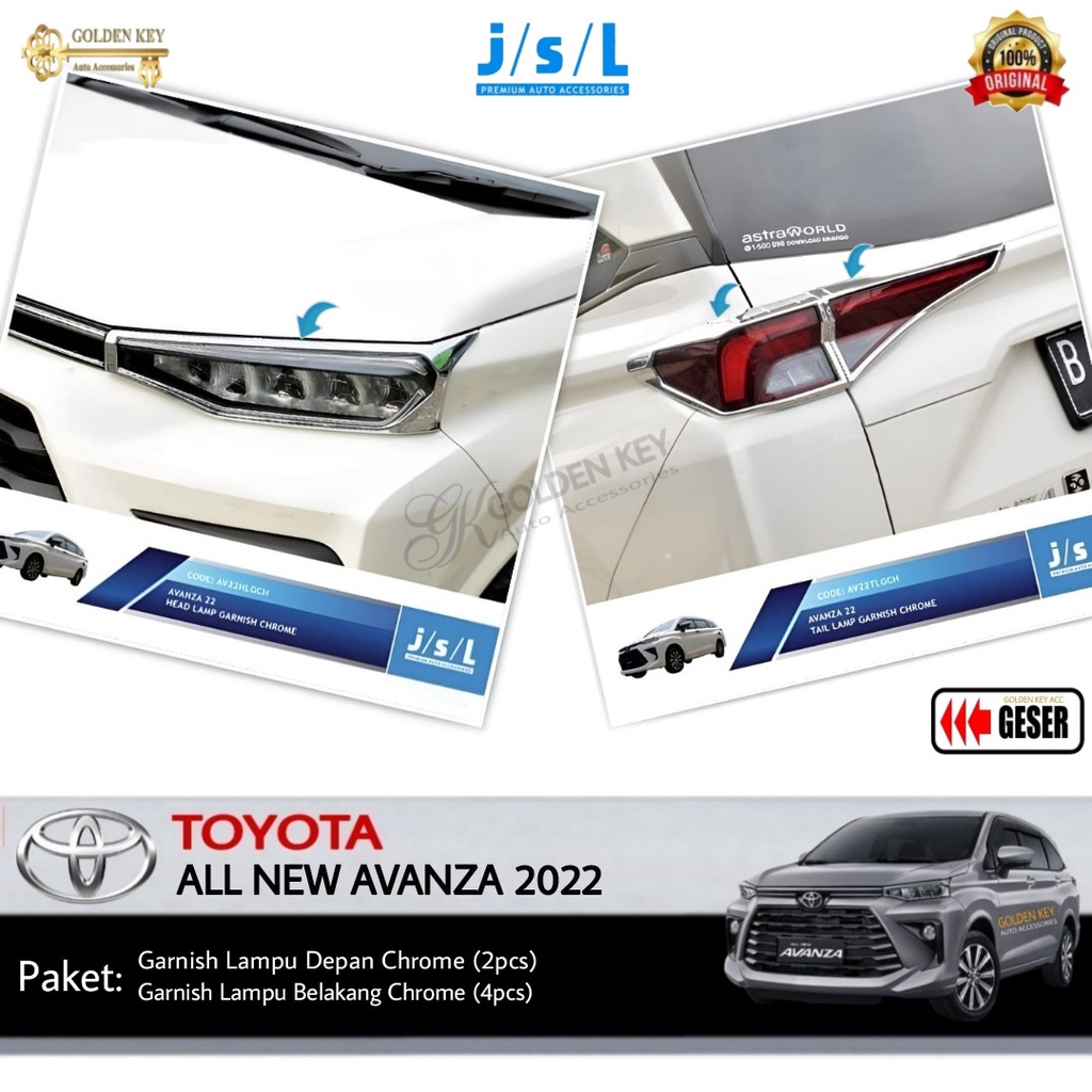 PAKET All New Avanza 2022 Garnish Depan + Garnish Belakang Chrome