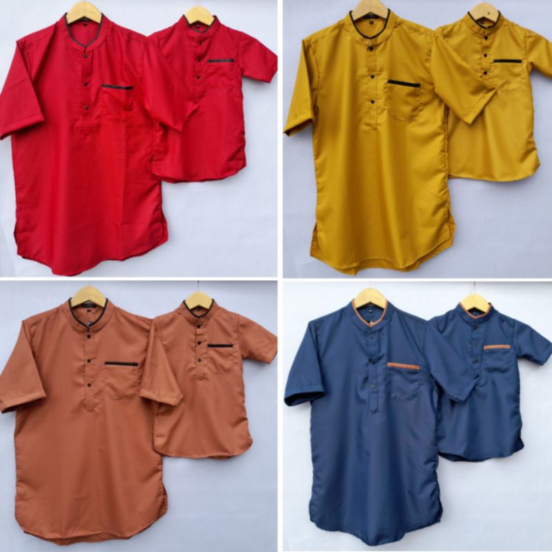 Baju Koko Pria Couple Ayah Dan Anak Laki Laki lengan Pendek