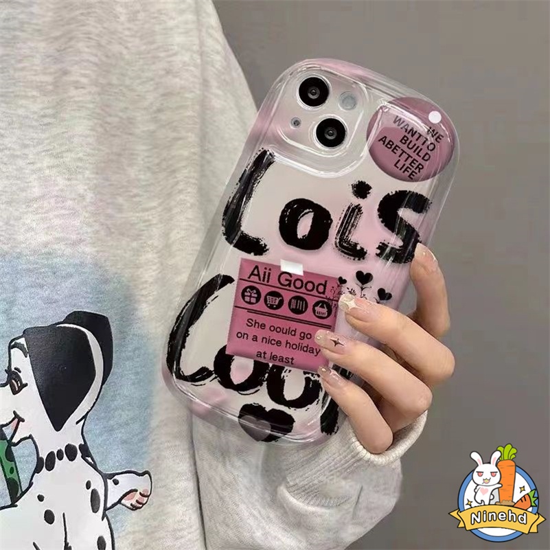 IPHONE Casing Kompatibel Untuk Iphone14 13 12 11 Pro Max X Xr Xs Max8 7 6 6s Plus SE 2020 Ins Graffiti Letter Label Phone Case Shockproof TPU Glossy Bantal Udara Soft Case Cover Pelindung