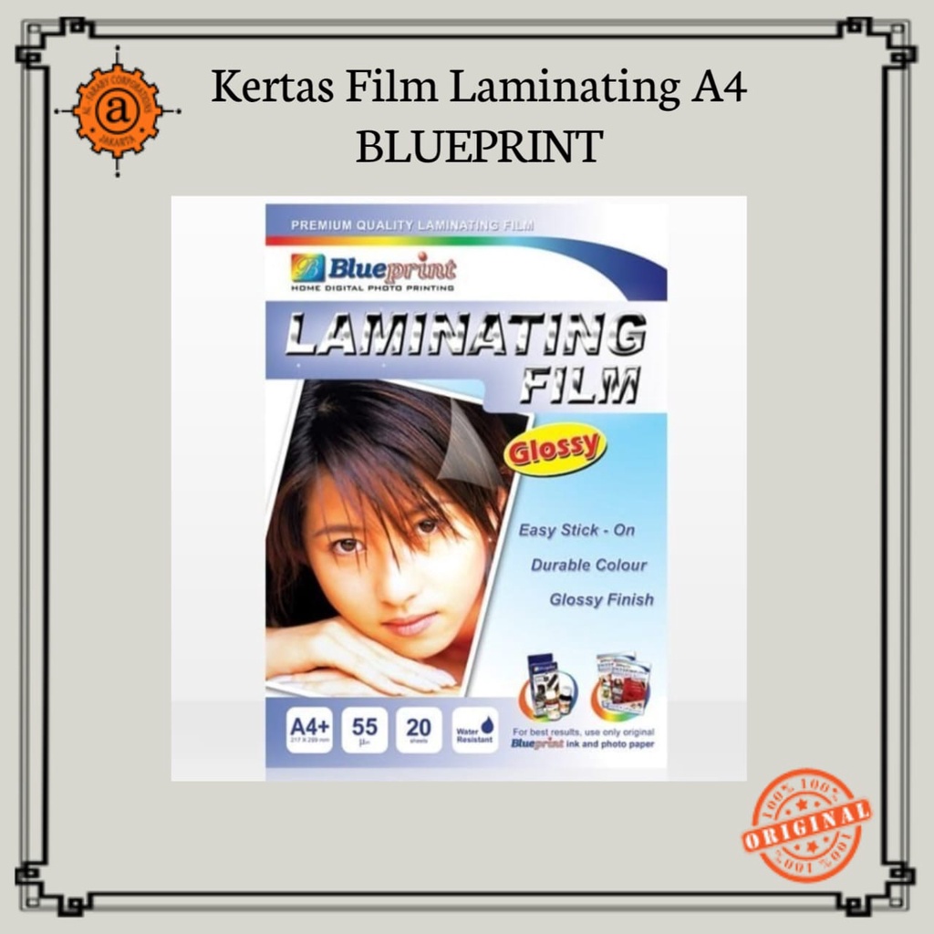 

Kertas Film Laminating A4 BLUEPRINT Laminating Glossy Cold - 20 Lembar