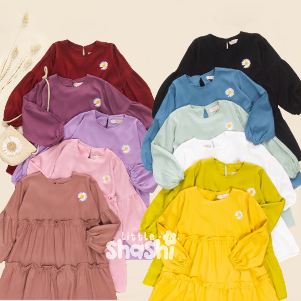 Tunik Anak Rayon Premium DAISY 1- 7 Tahun Bunga Bordir Dress Anak Perempuan Tangan Balon