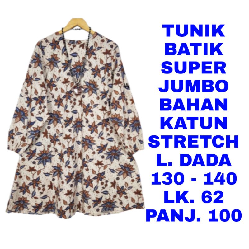WK TUNIK BATIK SUPER JUMBO LD 130 LD 140 BAJU ATASAN BLOUSE MUSLIM