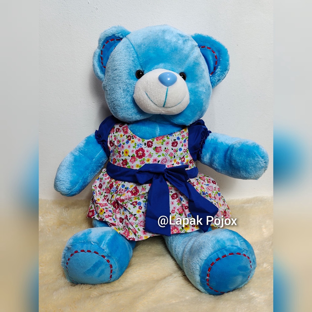 Boneka Teddy Bear Dress Vintage 55cm Bahan Vonel kualitas ekspor