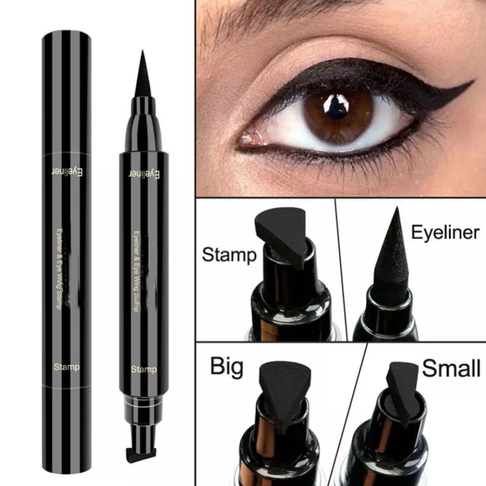 2in1 EYELINER STAMP Wing Eyeliner Liquid Waterproof Stamp Eyeliner 2 in 1 Eyeliner Spidol
