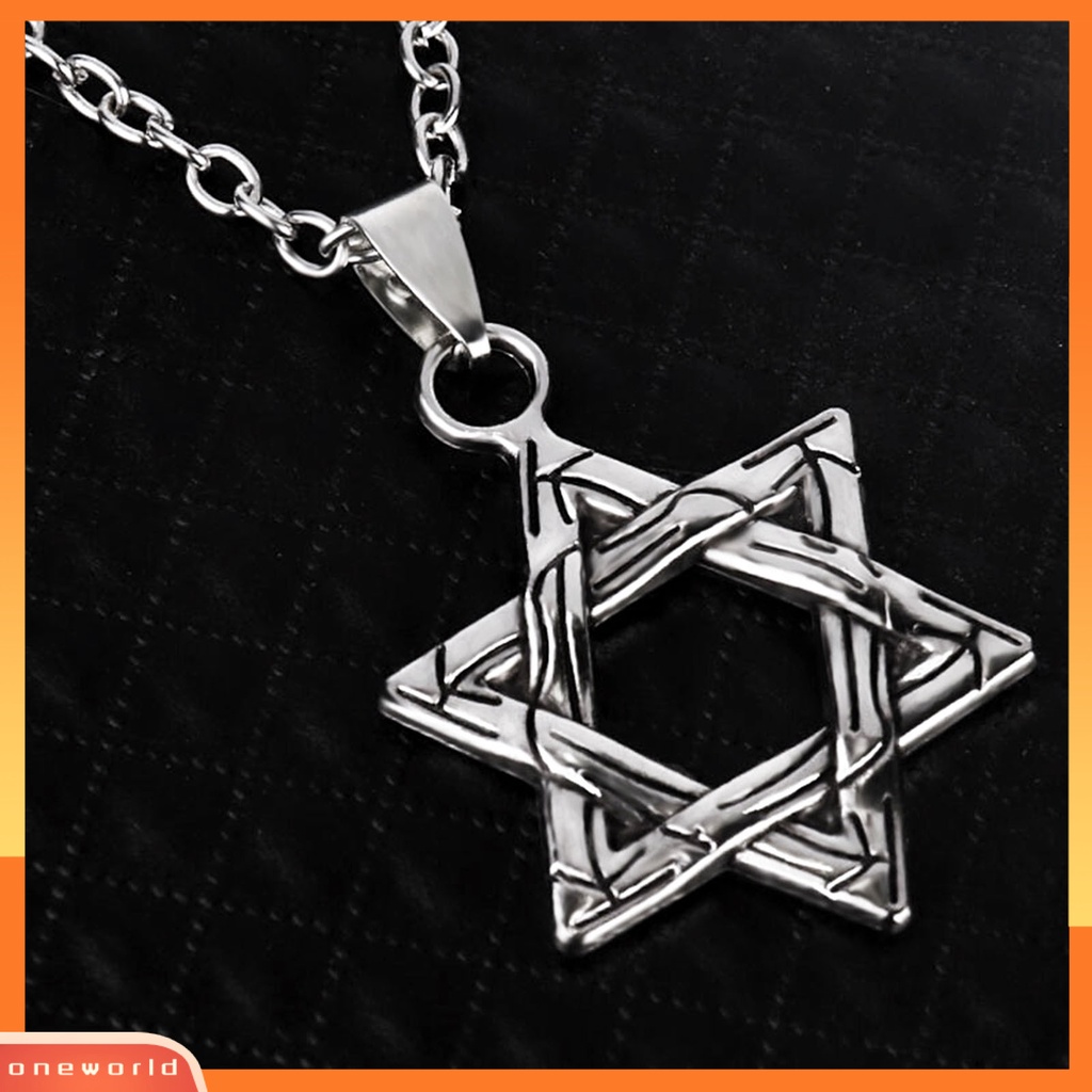 {oneworld} Unisex Hip Hop Hexagram Bentuk Liontin Kalung Rantai Fashion Perhiasan Aksesori