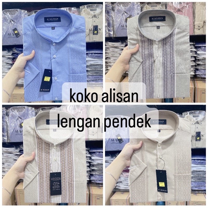 Kemeja Alisan koko Lengan Pendek ukuran 14,5 , 15 , 15,5 dan 16 / Baju koko alisan / Kemeja Pria / P
