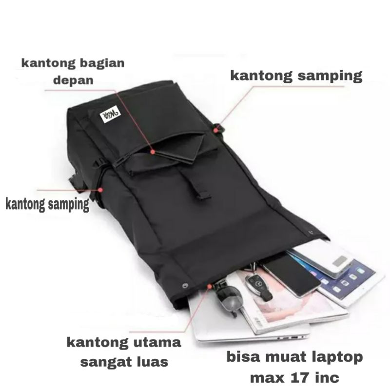 WinnerBag Tas Backpack Ransel Waterproof Tas Distro Free Raincover Tas Ransel Daily Backpack Pria 089