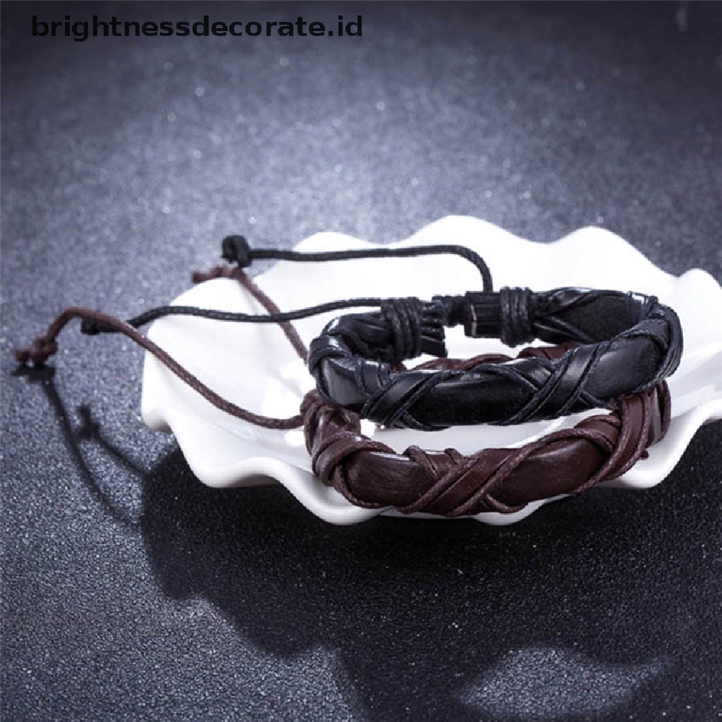 [Birth] Handmade Kulit Pria Wanita Tali Gelang Bangle Cuff Wristband Bungkus Adjustable [ID]