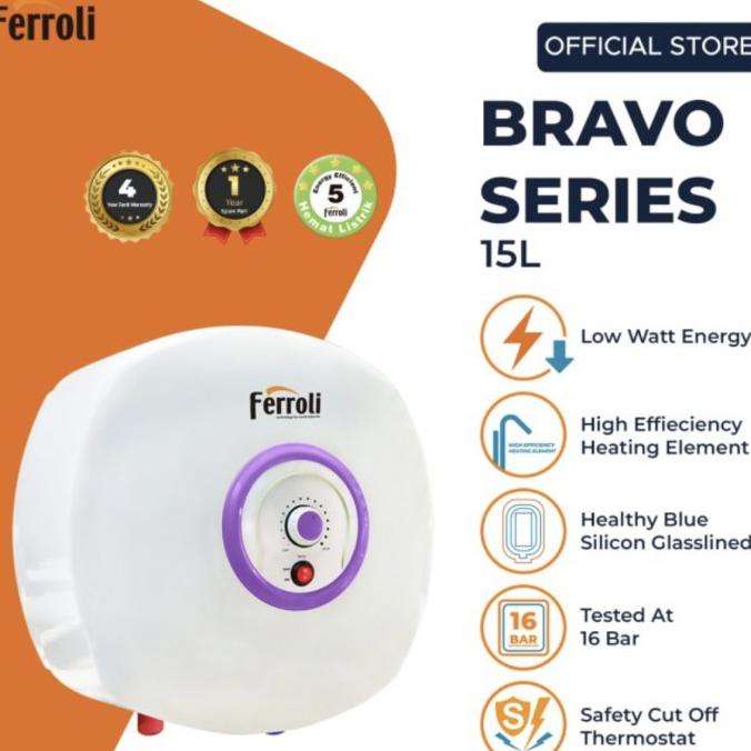 Water heater listrik Ferroli Bravo 15 liter / water heater listrik