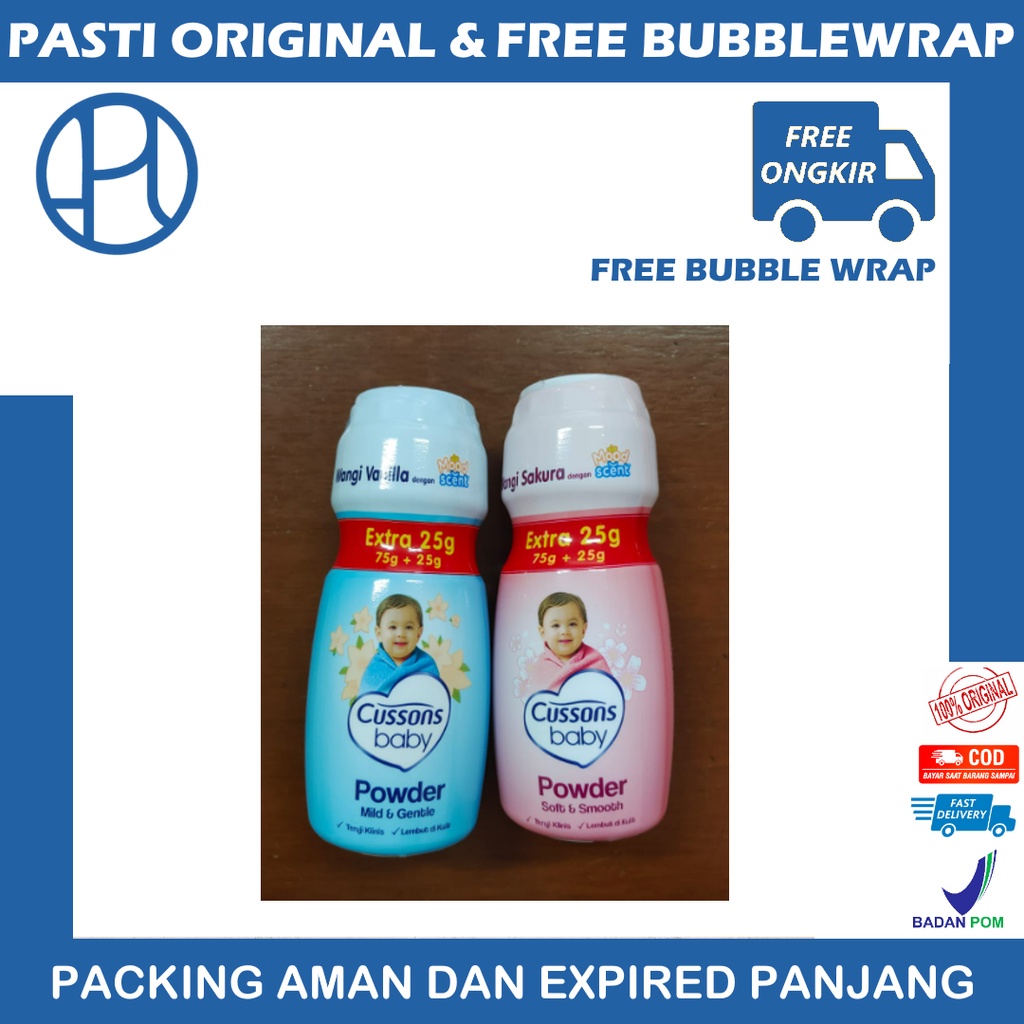 CUSSONS BABY POWDER 75+25 GR BEDAK BAYI UNGU PINK BIRU 75 + 15