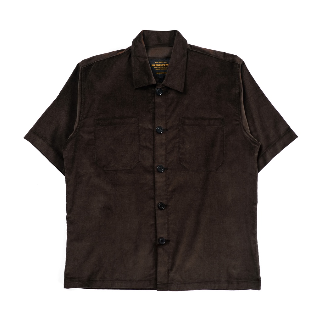 RUSH BROWN CORDUROY SHIRT - KEMEJA LENGAN PENDEK - KEMEJA CORDUROY