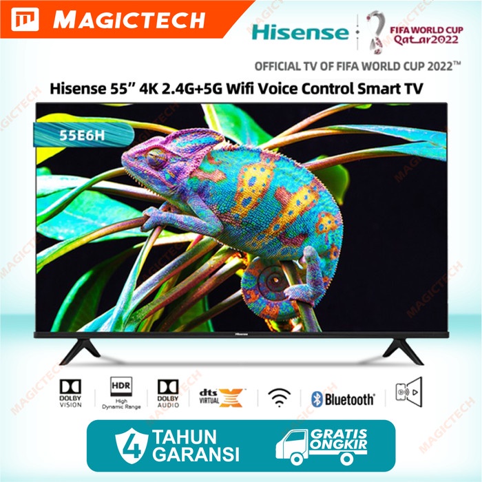 TV LED HISENSE 55 INCH / 55" 55E6H VIDAA SMART TV 4K UHD TV BEZELLESS