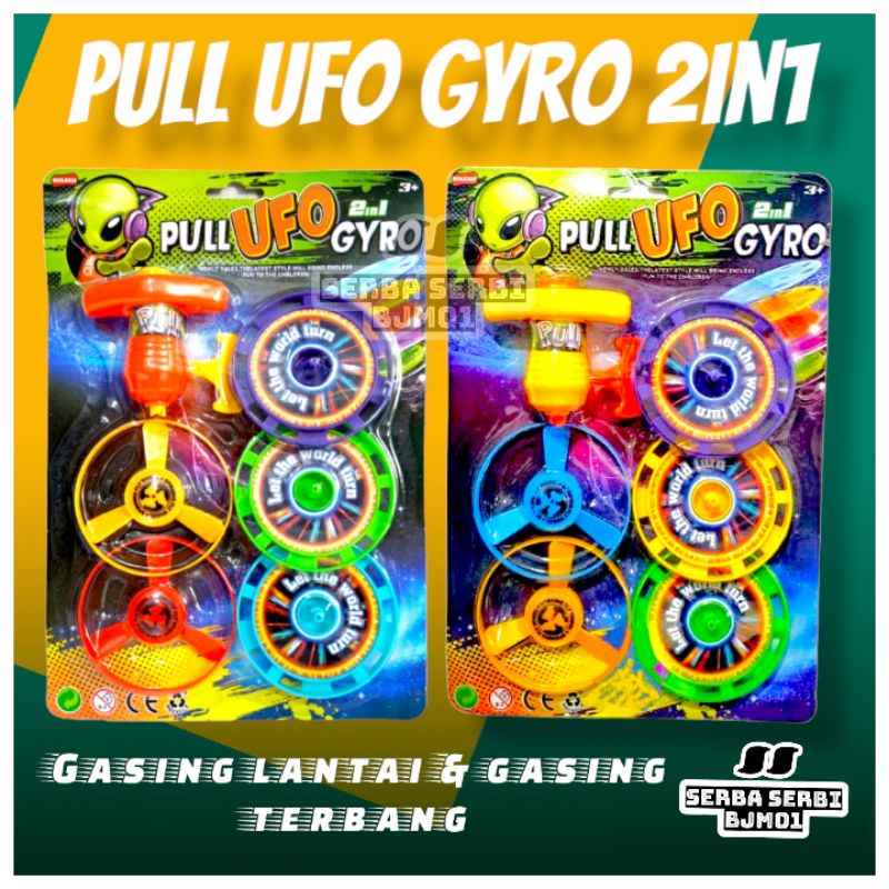 PULL UFO GYRO 2IN1 MAINAN ANAK GASING 2IN1 GASING PUTAR GASING TERBANG GASING TARIK SERBA SERBI BJM BANJARMASIN