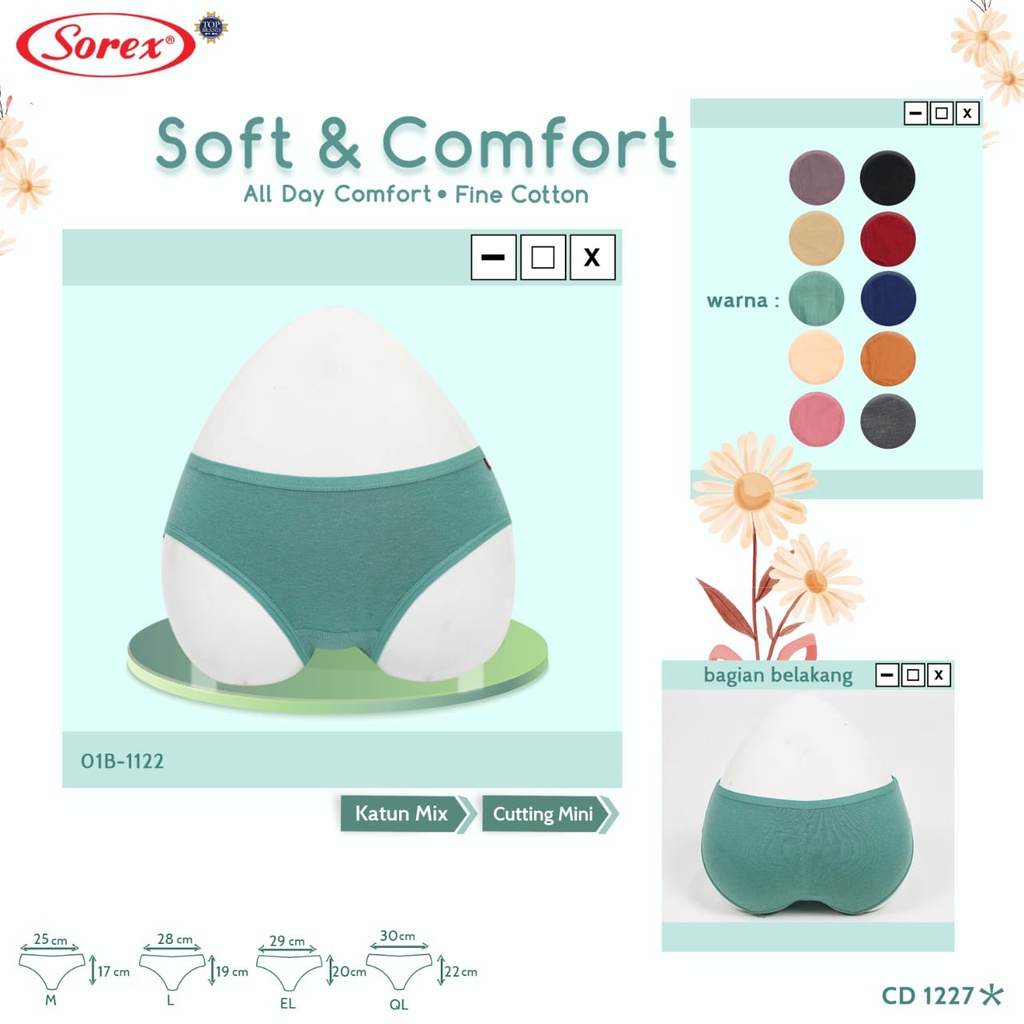 Celana Dalam Wanita Sorex Basic Katun Soft &amp; Comfort - CD Sorex 1227 - 1 pcs