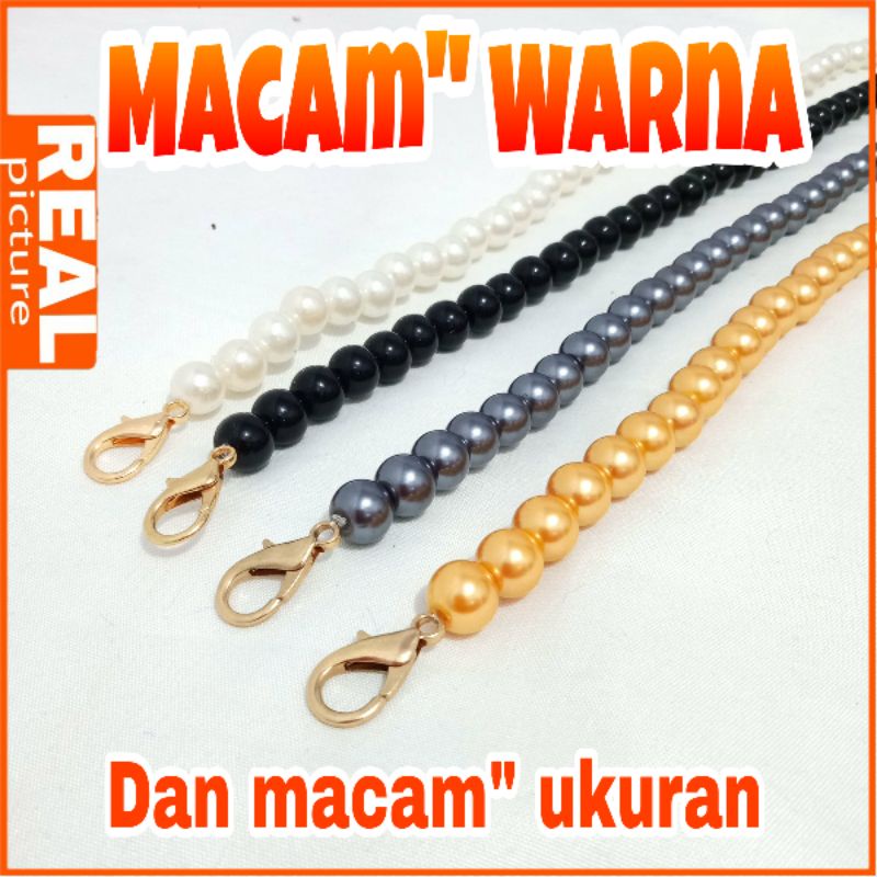 TALI TAS MUTIARA WARNA 10MM PANJANG/PENDEK- Kattelaurents