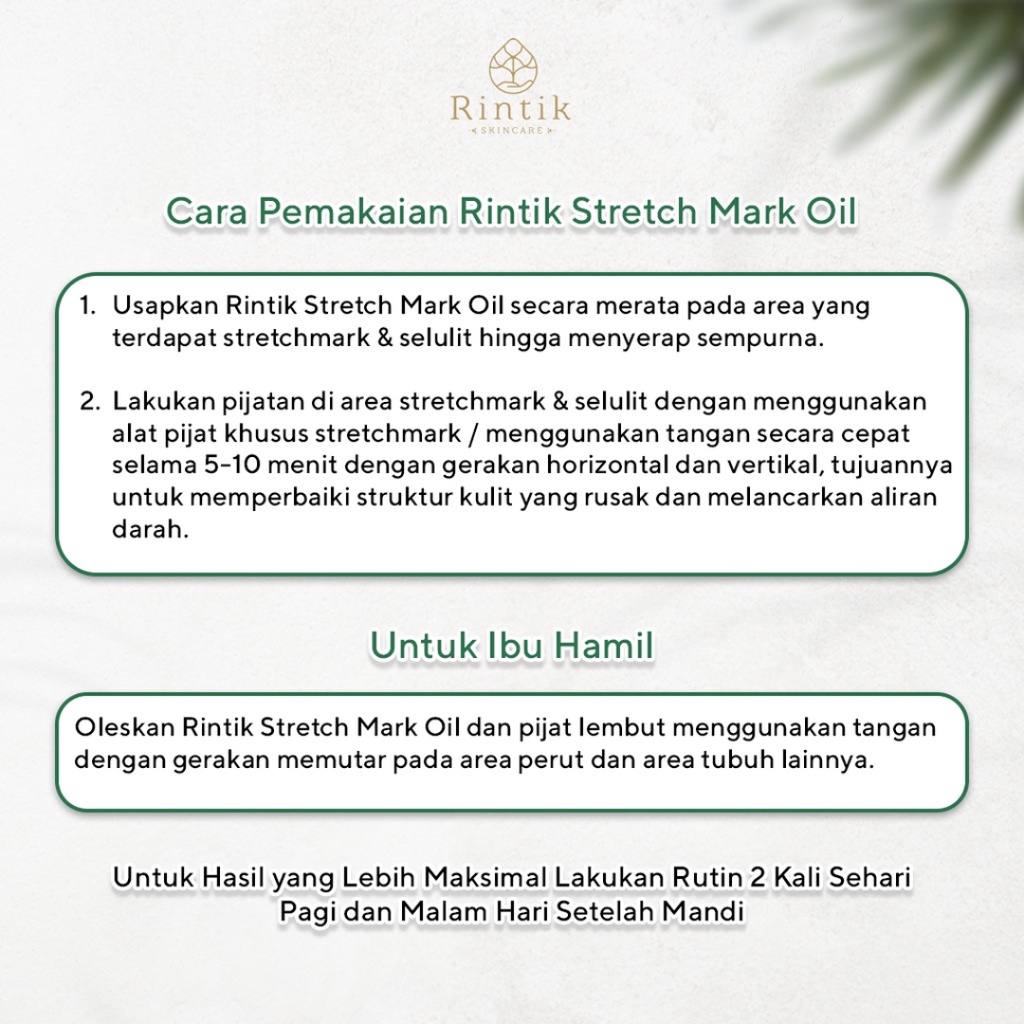 [ FREE GIFT ] Rintik Skincare Stretch Mark Oil - Pudarkan Stretchmark Selulit Bekas Luka mengandung Collagen &amp; Stem Cell Infused Original BPOM