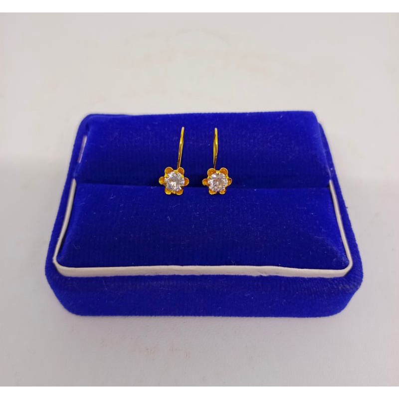 anting kait bunga mt asur / anting kait perak asli silver 925 lapis emas/ anting fashion wanita terbaru