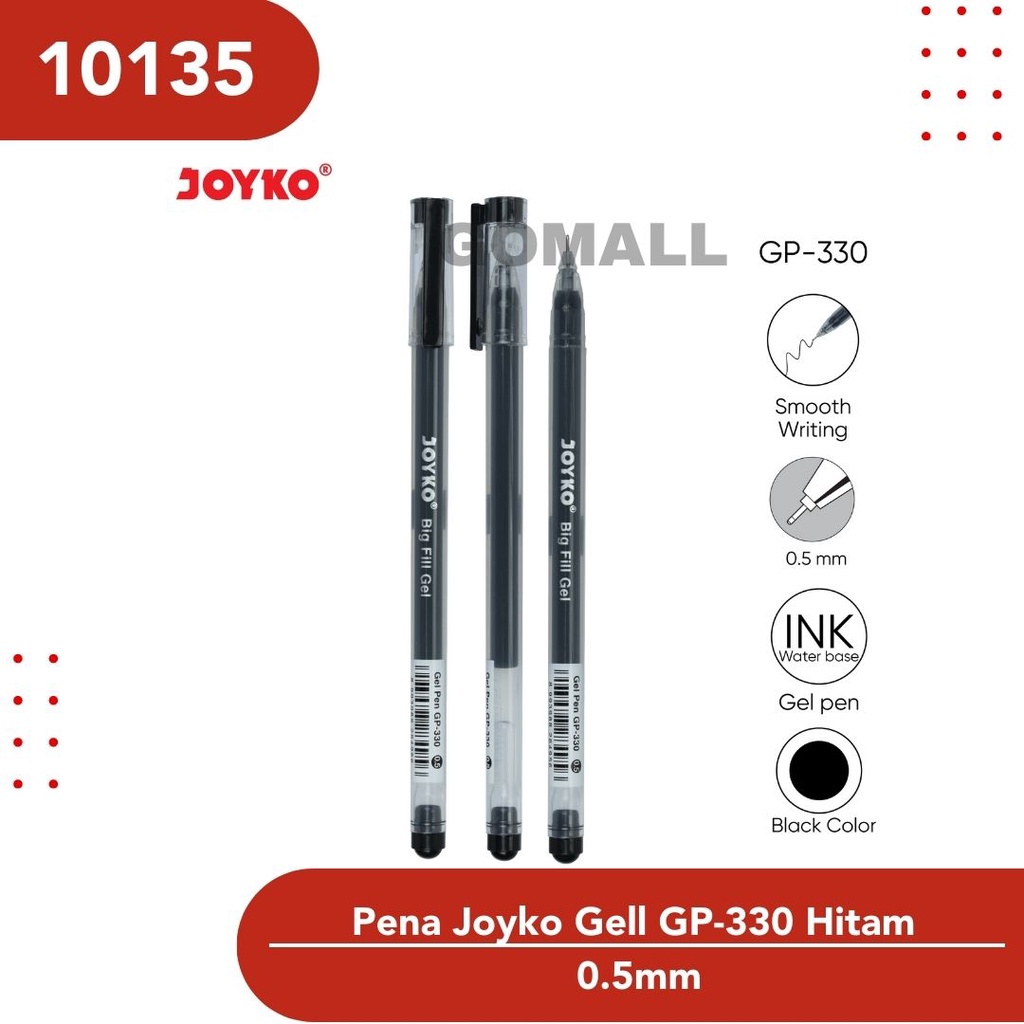 

Gel Pen Pulpen Pena Joyko GP-330 Big Fill Gel Needle Tip 0.5 mm 12 Pcs