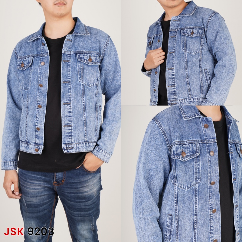 Jaket Jeans Pria Vintage Denim Casual JSK