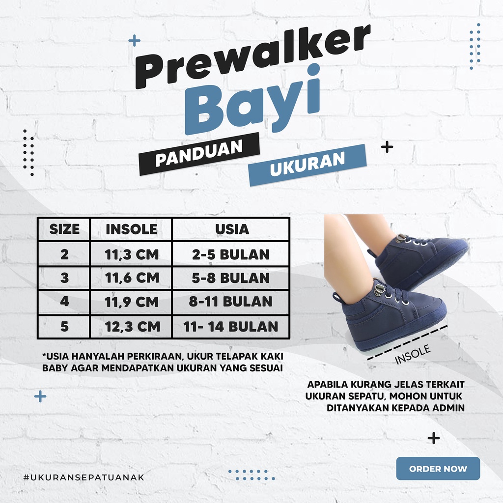 Sepatu Bayi Prewalker Laki Laki Perempuan Umur 0 - 12 Bulan Sepatu Sneakers Anak Bayi Laki Laki Perempuan Baby Prewaker Shoes Cowok Cewek Murah Umur 0 - 14 Bulan, umur 1 Tahun 0 - 6 Bulan Hitam AK 17