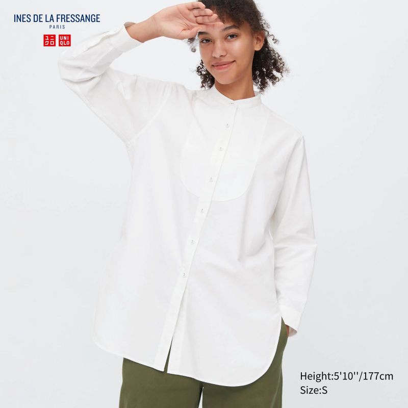 Unq oxford stand tunic collar shirt