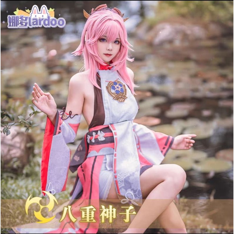 [ RENTAL ] Yae Miko Brand Lardoo Cosplay Kostum Genshin Impact Fullset Wig Manmei High Quality