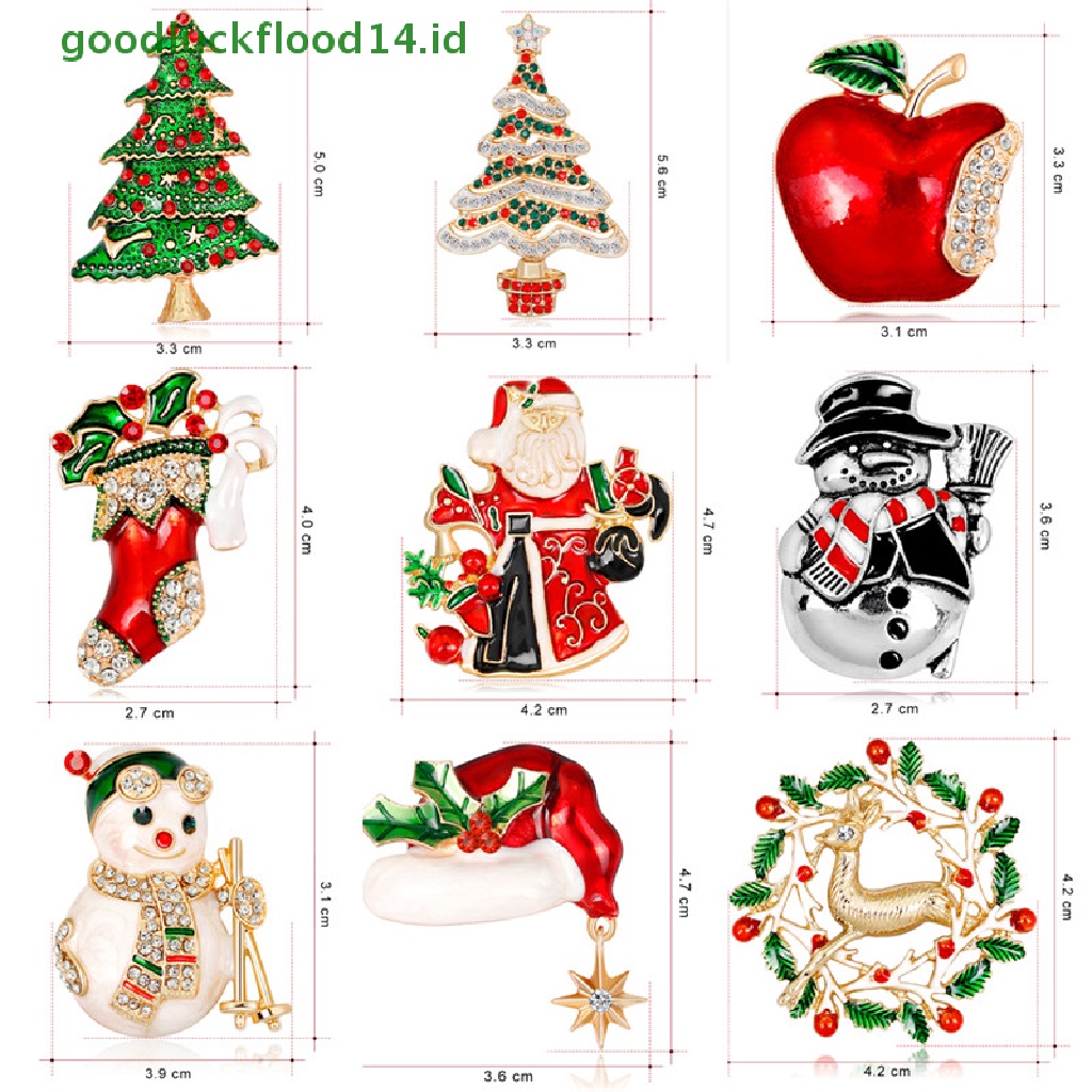 [GOOGFOUR] Enamel Pohon Natal Bell Rusa Snowman Kristal Bros Pin Pesta Hadiah Perhiasan [TOP]