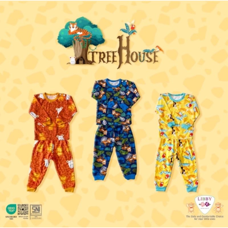 TERBARU LIBBY BABY TREE HOUSE-3SETEL PIYAMA ANAK  OBLONG LENGAN PANJANG CELANA PANJANG RIP/BAJU TIDU