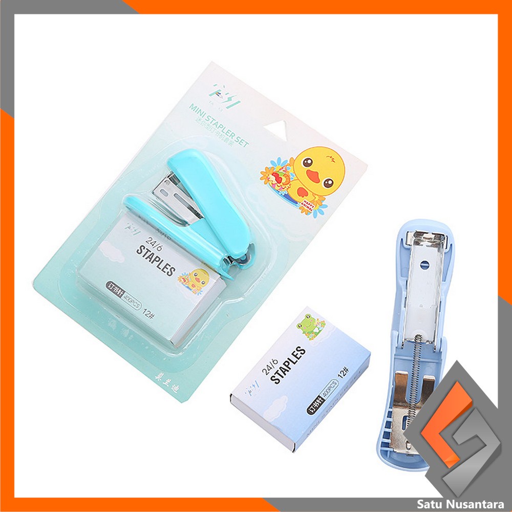 

SN-A50 Staples Mini Set Karakter Animal Warna Pastel Portable / Stapler Kecil Set Isi Hekter 24/6 Stasionary Perlengkapan Kantor Import