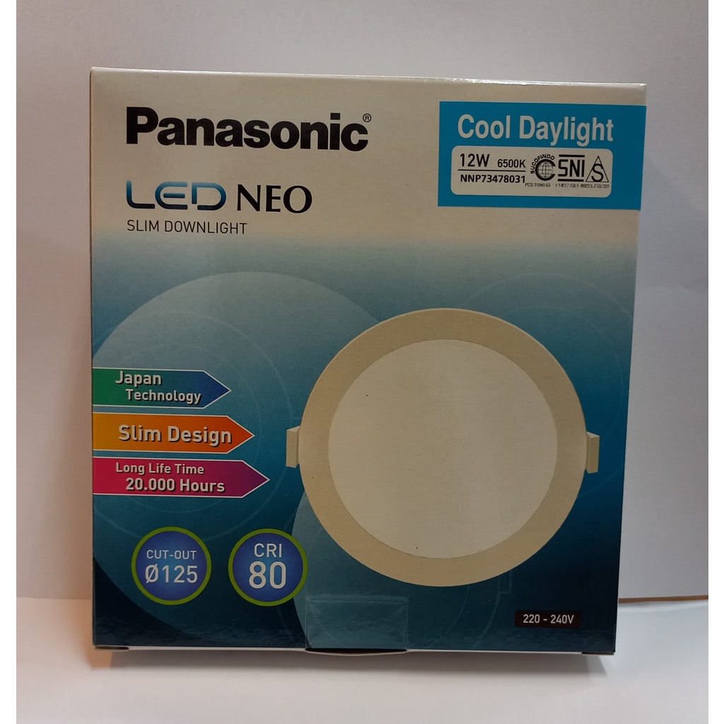 Panasonic Lampu Led Panel Neo Slim Downlight 12W 6500K Cool Daylight