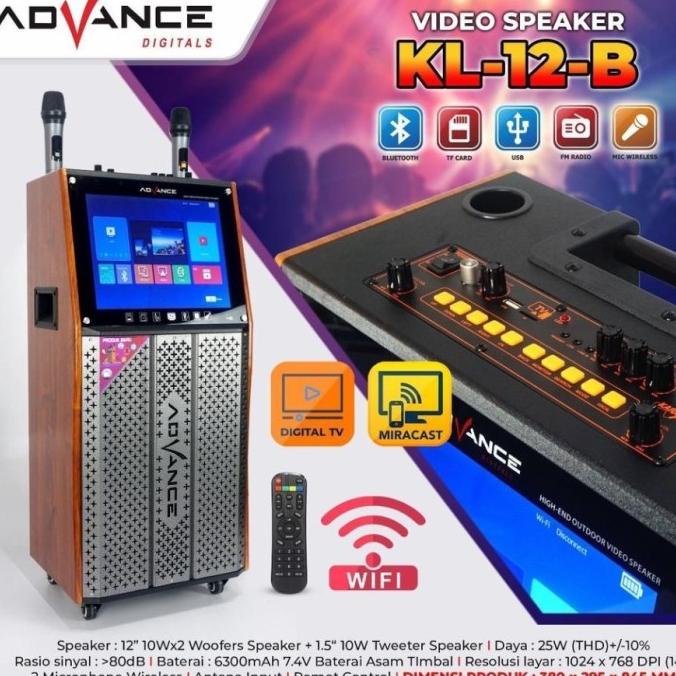 ADVANCE KL-12B SPEAKER PORTABLE BLUETOOTH DI LENGKAPI LCD TV+2 MIC
