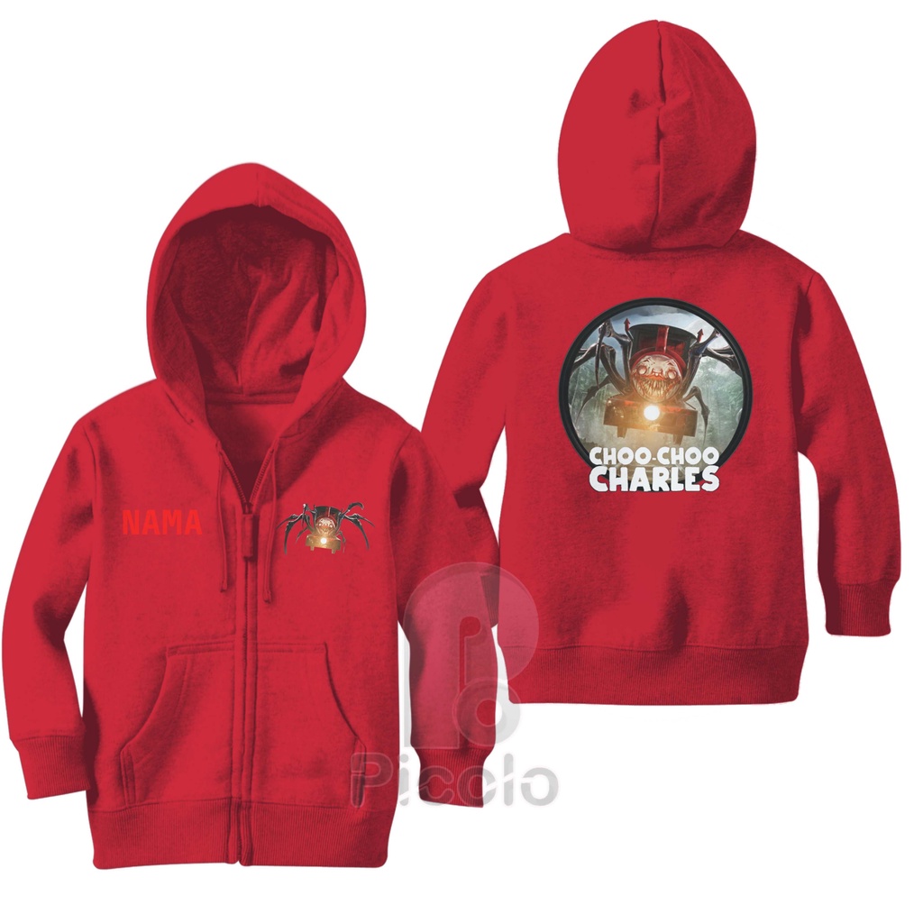 (FREE NAMA) SWEATER HOODIE ZIPPER ANAK MOTIF CHOO CHOO CHARLES/KERETA MONSTER