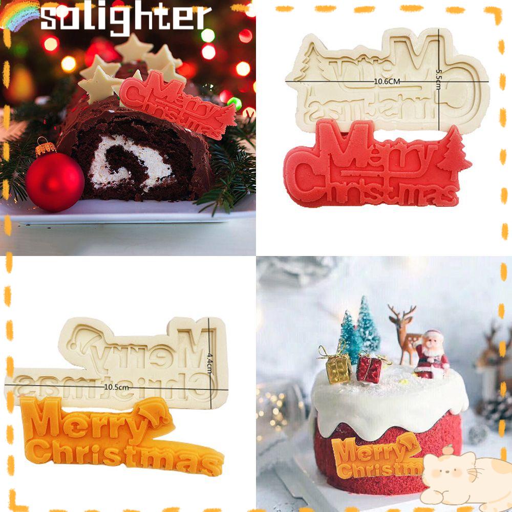 Solighter Merry Christmas DIY Kue Coklat Reusable Silica gel Cookie mold Dekorasi Kue