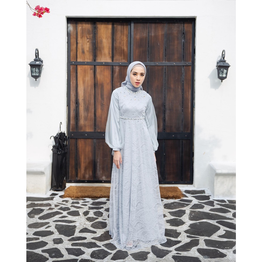 Dress Exclusive Kondangan Terbaru Spesial Lebaran Gamis Brukat Maxi Pesta Lamaran Tunangan Kekinian Seragam Bridesmaid