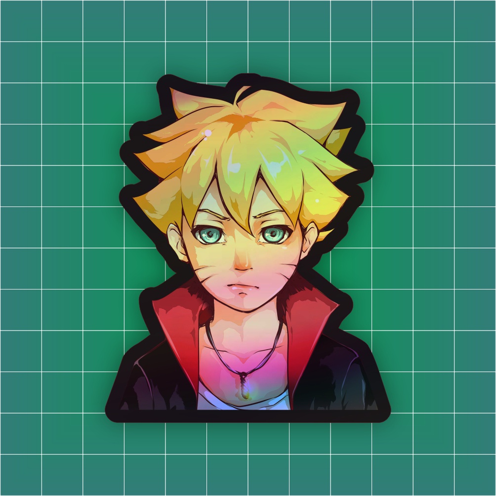 

Sticker Anime Hologram Boruto - Sticker case hp & laptop ukuran 7 cm