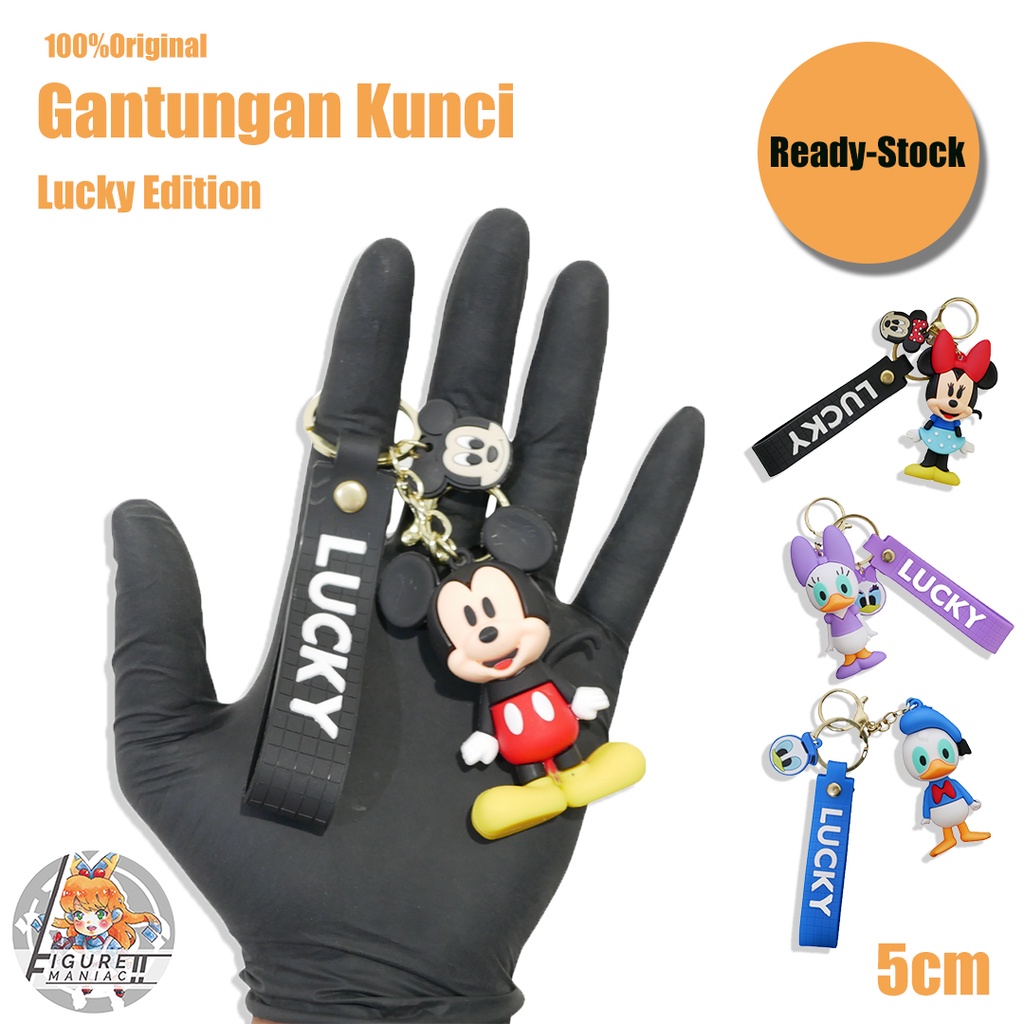 Figure Maniac - Gantungan Kunci Mickey Mouse Lucky 3D Edition 7 cm Premium Import Donald Duck Bebek Gantungan Kunci Lucu Gantungan Kunci Cute