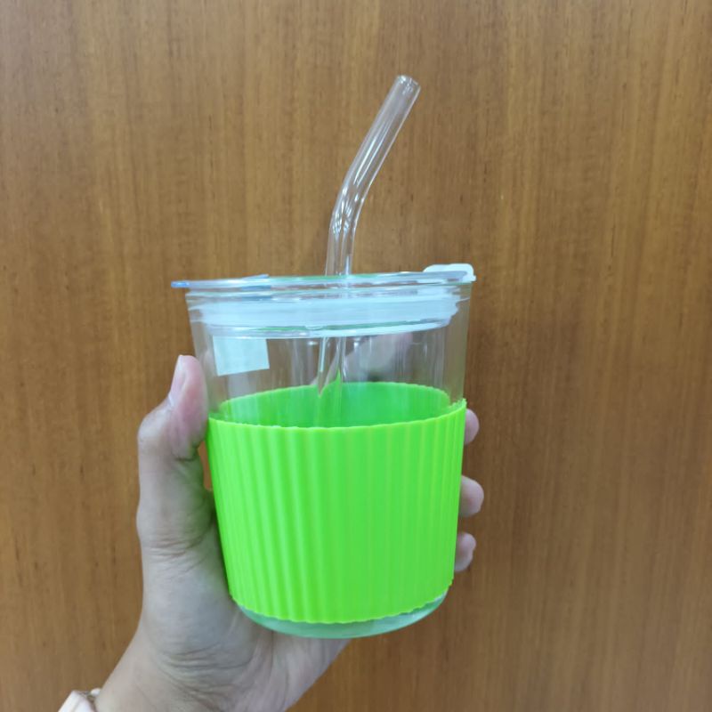 GELAS KACA+SEDOTAN 450ml,400ml,350ml