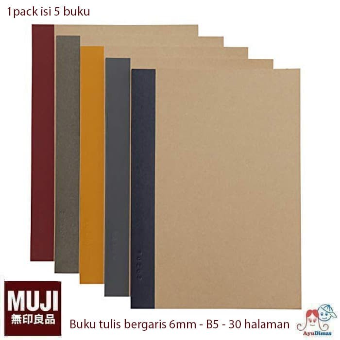 

Muji Notebook / Note Book B5 Line - Buku Tulis Bergaris - 5Pcs
